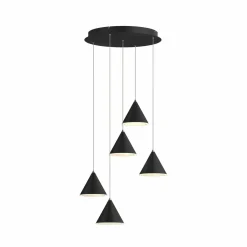 Lucande suspension LED Livan, noire, 5 lampes| Suspensions Led|Suspensions