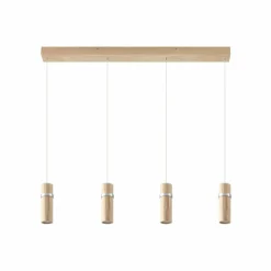 Lucande Suspension LED Nojus, 4 lampes, bois, up/down, 95 cm| Suspensions Led|Suspensions