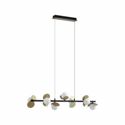 Lucande Suspension LED Pallo, 7 lampes, noir/or, verre| Suspensions Led|Suspensions