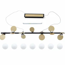 Lucande Suspension LED Pallo, 7 lampes, noir/or, verre| Suspensions Led|Suspensions