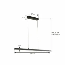 Lucande Suspension LED Pendolo, noir, aluminium, 120 cm| Suspensions Led|Suspensions