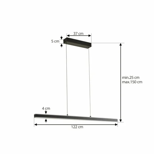Lucande Suspension LED Pendolo, noir, aluminium, 120 cm| Suspensions Led|Suspensions