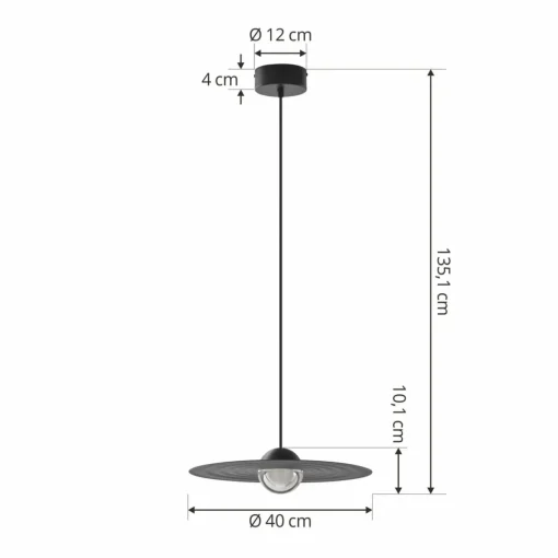 Lucande Suspension LED Tethrion, noir, aluminium, Ø 40 cm| Suspensions Led|Suspensions