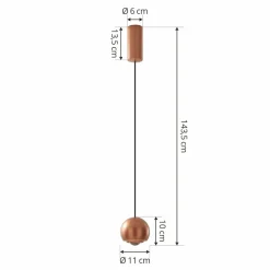 Lucande Suspension LED Varineth, couleur cuivre, aluminium, Ø 11 cm| Suspensions Led|Suspensions