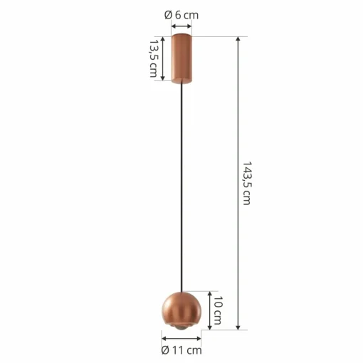 Lucande Suspension LED Varineth, couleur cuivre, aluminium, Ø 11 cm| Suspensions Led|Suspensions