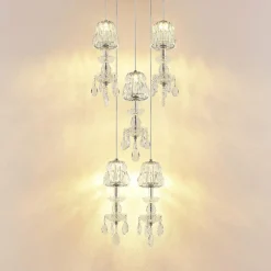 Lucande Yasanie suspension LED, à 5 lampes, ronde| Suspensions Led|Suspensions