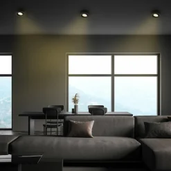 Briloner Luminaire encastrable LED Desi, noir, Ø9cm, marche/arrêt, 3000K| Spots Encastrés Led|Luminaires Led D'Intérieur