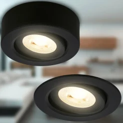 Briloner Luminaire encastrable LED Desi, noir, Ø9cm, marche/arrêt, 3000K| Spots Encastrés Led|Luminaires Led D'Intérieur