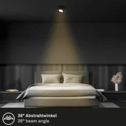 Briloner Luminaire encastrable LED Desi, noir, Ø9cm, marche/arrêt, 3000K| Spots Encastrés Led|Luminaires Led D'Intérieur