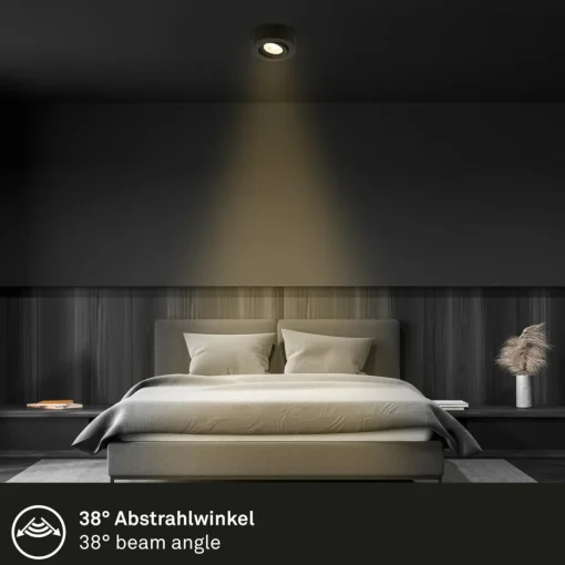 Briloner Luminaire encastrable LED Desi, noir, Ø9cm, marche/arrêt, 3000K| Spots Encastrés Led|Luminaires Led D'Intérieur