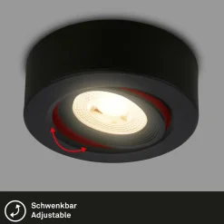 Briloner Luminaire encastrable LED Desi, noir, Ø9cm, marche/arrêt, 3000K| Spots Encastrés Led|Luminaires Led D'Intérieur