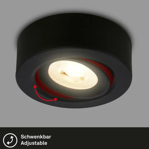 Briloner Luminaire encastrable LED Desi, noir, Ø9cm, marche/arrêt, 3000K| Spots Encastrés Led|Luminaires Led D'Intérieur