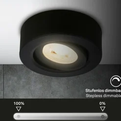 Briloner Luminaire encastrable LED Desi, noir, Ø9cm, intensité variable, 3000K| Spots Encastrés Led|Luminaires Led D'Intérieur