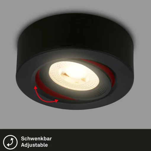 Briloner Luminaire encastrable LED Desi, noir, Ø9cm, intensité variable, 3000K| Spots Encastrés Led|Luminaires Led D'Intérieur