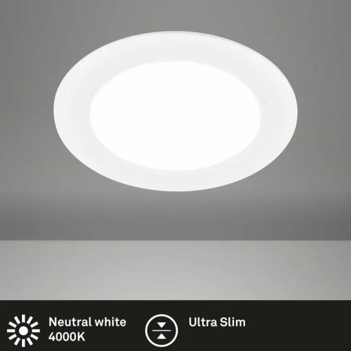 Briloner Luminaire encastrable LED Jeft, Ø 17 cm, blanc, 4000K, pas dimmable| Spots Encastrés Led|Luminaires Led D'Intérieur