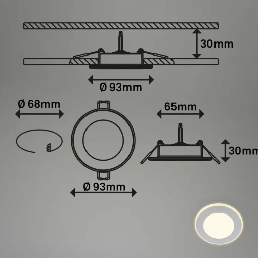 Briloner Luminaire encastrable LED Gima, chrome mat, 3.000 K, set de 3 pièces| Spots Encastrés Led|Luminaires Led D'Intérieur