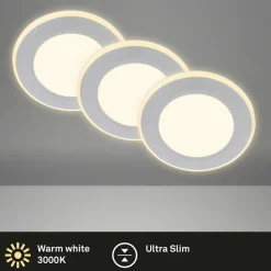 Briloner Luminaire encastrable LED Gima, chrome mat, 3.000 K, set de 3 pièces| Spots Encastrés Led|Luminaires Led D'Intérieur