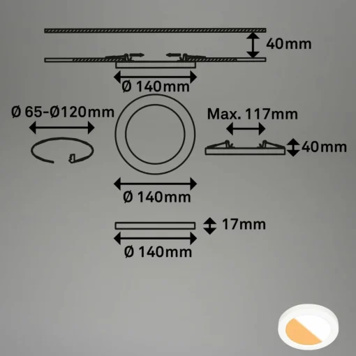 Briloner Luminaire encastrable LED 7609 3.000K/4.000K Ø 14 cm| Spots Encastrés Led|Luminaires Led D'Intérieur