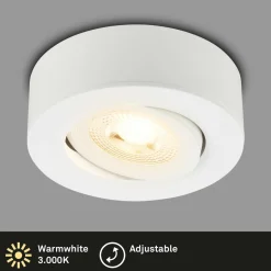 Briloner Luminaire encastrable LED Desi, blanc, Ø9cm, marche/arrêt, 3.000 K| Spots Encastrés Led|Luminaires Led D'Intérieur