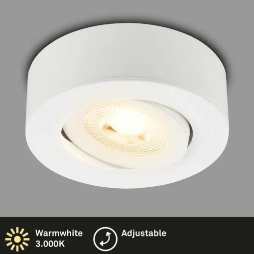 Briloner Luminaire encastrable LED Desi, blanc, Ø9cm, marche/arrêt, 3.000 K| Spots Encastrés Led|Luminaires Led D'Intérieur