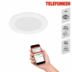 Telefunken Luminaire encastrable LED Virgo, RGBW, blanc, Ø 12 cm| Spots Encastrés Led|Luminaires Led D'Intérieur