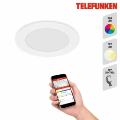 Telefunken Luminaire encastrable LED Virgo, RGBW, blanc, Ø 12 cm| Spots Encastrés Led|Luminaires Led D'Intérieur