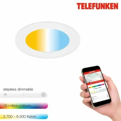 Telefunken Luminaire encastrable LED Virgo, RGBW, blanc, Ø 12 cm| Spots Encastrés Led|Luminaires Led D'Intérieur