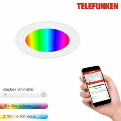 Telefunken Luminaire encastrable LED Virgo, RGBW, blanc, Ø 12 cm| Spots Encastrés Led|Luminaires Led D'Intérieur