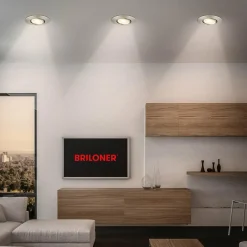 Briloner Luminaire encastrable LED Klira, nickel, Ø 9 cm, orientable, set de 3| Spots Encastrés Led|Luminaires Led D'Intérieur