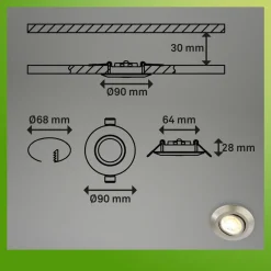 Briloner Luminaire encastrable LED Klira, nickel, Ø 9 cm, orientable, set de 3| Spots Encastrés Led|Luminaires Led D'Intérieur