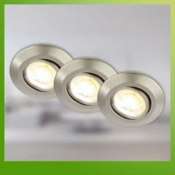 Briloner Luminaire encastrable LED Klira, nickel, Ø 9 cm, orientable, set de 3| Spots Encastrés Led|Luminaires Led D'Intérieur