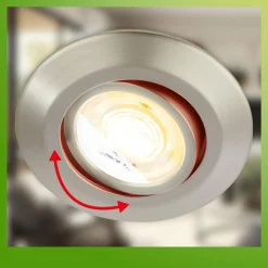 Briloner Luminaire encastrable LED Klira, nickel, Ø 9 cm, orientable, set de 3| Spots Encastrés Led|Luminaires Led D'Intérieur
