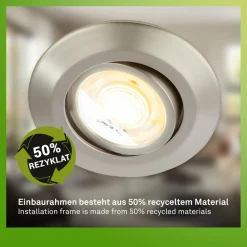Briloner Luminaire encastrable LED Klira, nickel, Ø 9 cm, orientable, set de 3| Spots Encastrés Led|Luminaires Led D'Intérieur