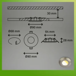 Briloner Luminaire encastrable LED Klira, nickel mat, Ø 9 cm, IP44, 3 pièces| Spots Encastrés Led|Luminaires Led D'Intérieur