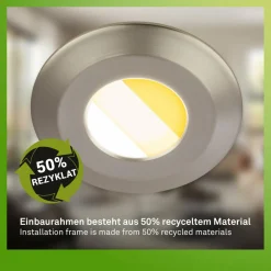 Briloner Luminaire encastrable LED Klira, nickel mat, Ø 9 cm, IP44, 3 pièces| Spots Encastrés Led|Luminaires Led D'Intérieur