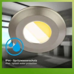 Briloner Luminaire encastrable LED Klira, nickel mat, Ø 9 cm, IP44, 3 pièces| Spots Encastrés Led|Luminaires Led D'Intérieur