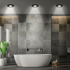 Briloner Luminaire encastrable LED Klira, noir, Ø 9cm, IP44, intensité variable, 3| Spots Encastrés Led|Luminaires Led D'Intérieur