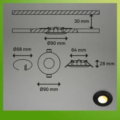 Briloner Luminaire encastrable LED Klira, noir, Ø 9cm, IP44, intensité variable, 3| Spots Encastrés Led|Luminaires Led D'Intérieur