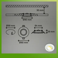 Briloner Luminaire encastrable LED Klira, blanc, orientable, intensité variable, 3| Spots Encastrés Led|Luminaires Led D'Intérieur