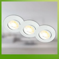 Briloner Luminaire encastrable LED Klira, blanc, orientable, intensité variable, 3| Spots Encastrés Led|Luminaires Led D'Intérieur