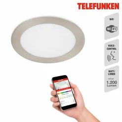 Telefunken Luminaire encastrable LED Virgo, RGBW, nickel, Ø 17 cm| Spots Encastrés Led|Luminaires Led D'Intérieur