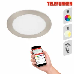 Telefunken Luminaire encastrable LED Virgo, RGBW, nickel, Ø 17 cm| Spots Encastrés Led|Luminaires Led D'Intérieur