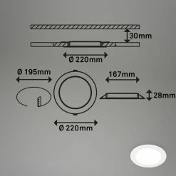 Briloner Luminaire encastrable LED Jeft, Ø 22 cm, blanc, 4000K, pas dimmable| Spots Encastrés Led|Luminaires Led D'Intérieur