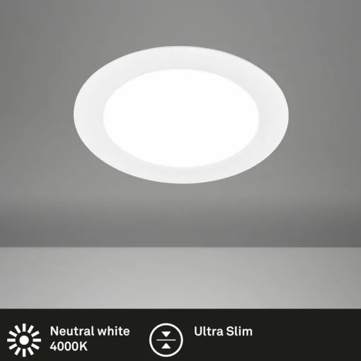 Briloner Luminaire encastrable LED Jeft, Ø 22 cm, blanc, 4000K, pas dimmable| Spots Encastrés Led|Luminaires Led D'Intérieur