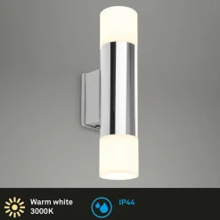 Briloner Luminaire salle bain LED 2090028 à 2 lampes chromé| Appliques Murales Led|Appliques Murales