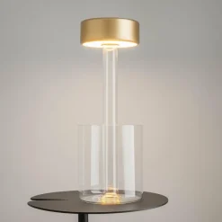 Maytoni lampe de table LED rechargeable AI Collaboration, verre, or| Lampes À Poser Led|Lampes À Poser Et Lampes De Table