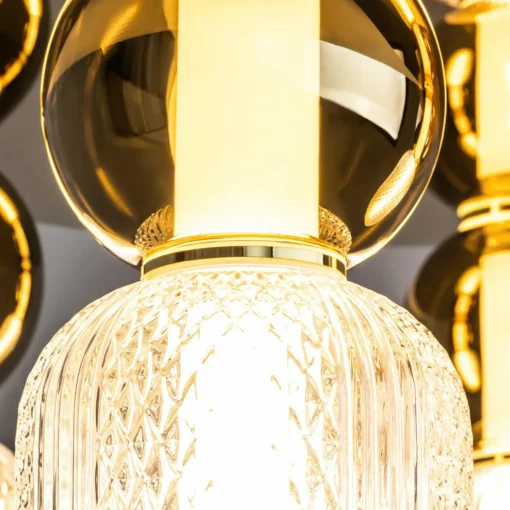 Maytoni Plafonnier LED Drop, doré, Ø 43 cm, 4 lampes, verre| Plafonniers Led|Plafonniers