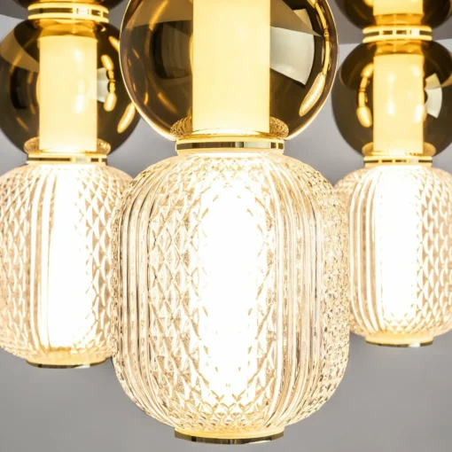 Maytoni Plafonnier LED Drop, doré, Ø 43 cm, 4 lampes, verre| Plafonniers Led|Plafonniers