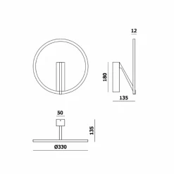 Molto Luce applique murale LED Melli SD, noir, aluminium, Ø 33 cm| Luminaires Led D'Intérieur
