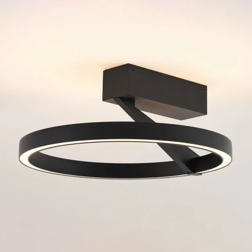 Molto Luce plafonnier LED Melli SDI, noir, aluminium, Ø 33 cm| Plafonniers Led|Plafonniers